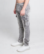Cargo Pockets Skinny Jeans Grey A408