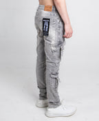Cargo Pockets Skinny Jeans Grey A408
