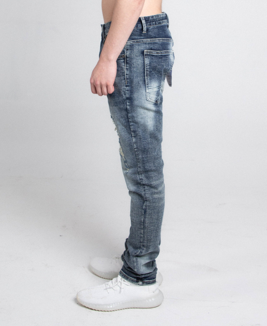 Dark Faded Distressed Skinny Jeans A401
