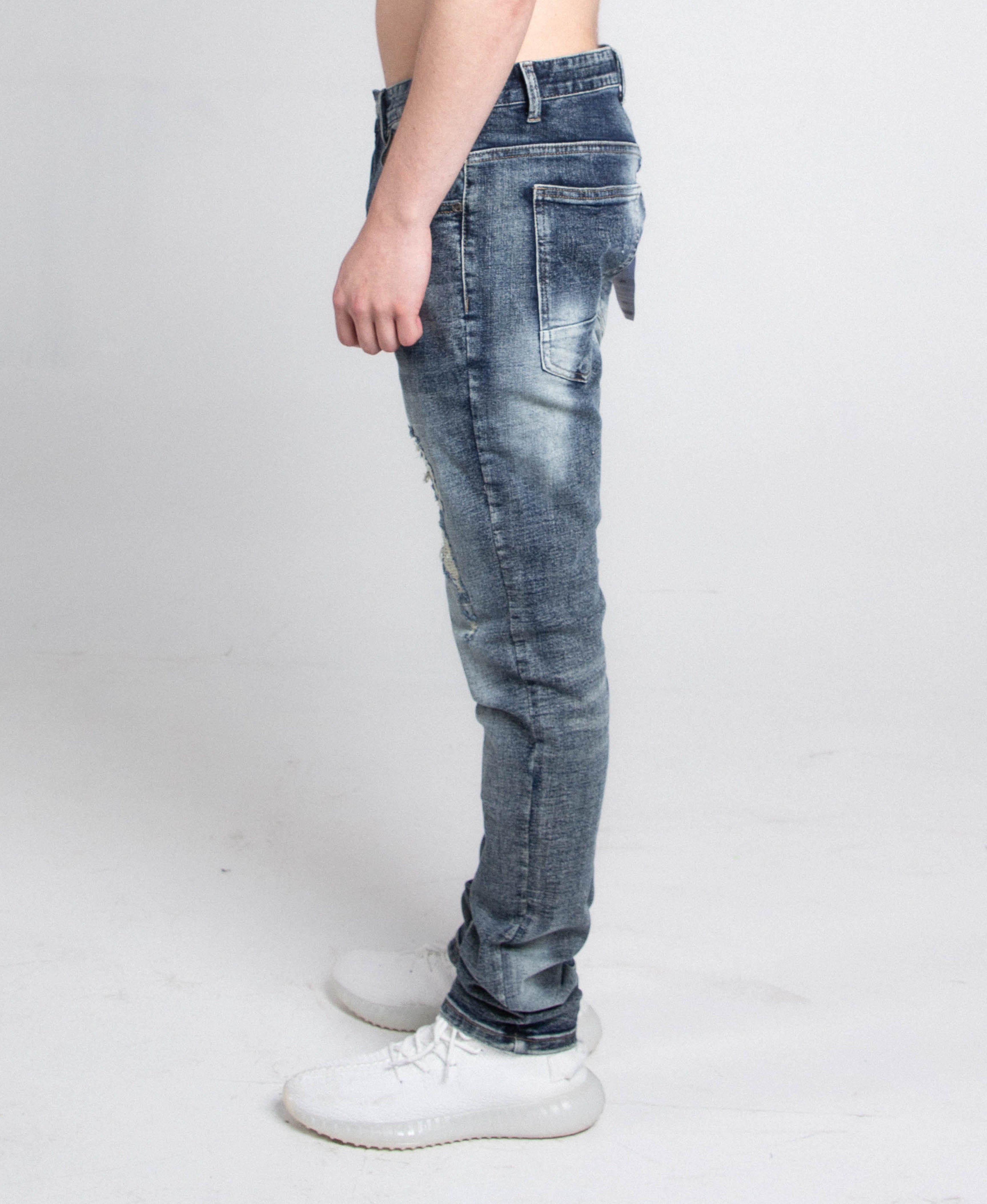 Dark Faded Distressed Skinny Jeans A401