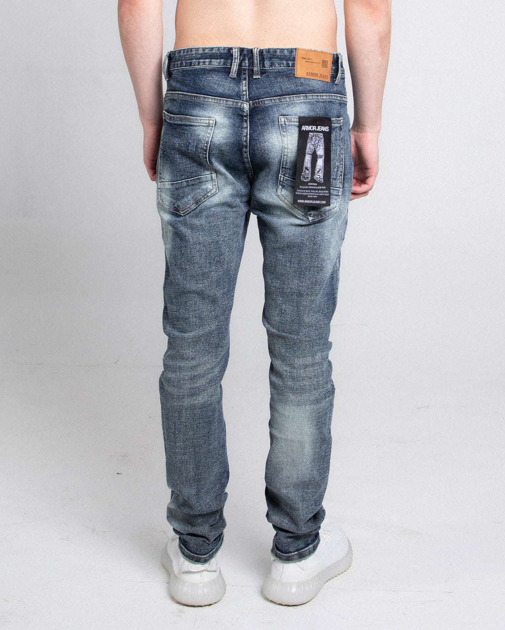 Dark Faded Distressed Skinny Jeans A401