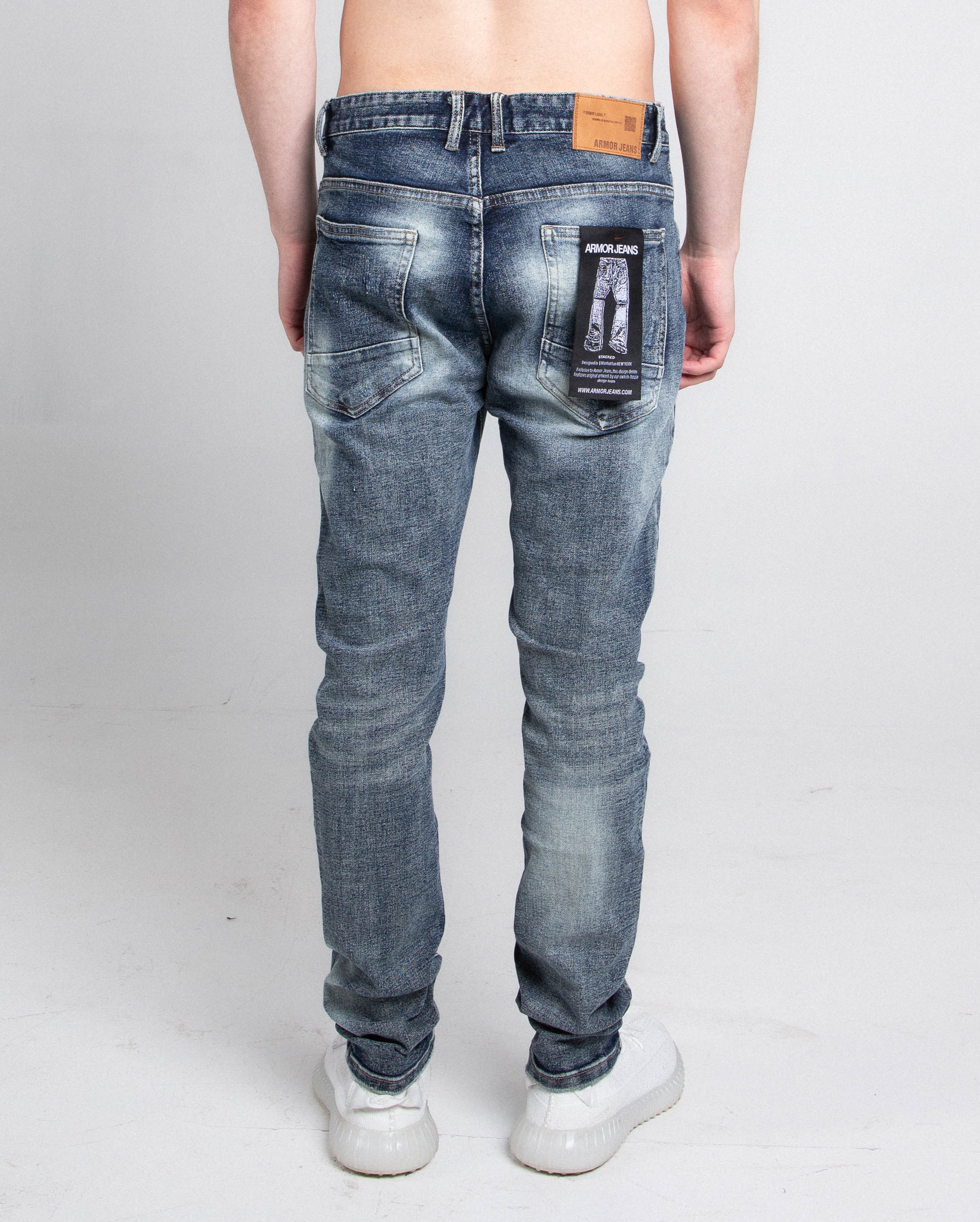 Dark Faded Distressed Skinny Jeans A401