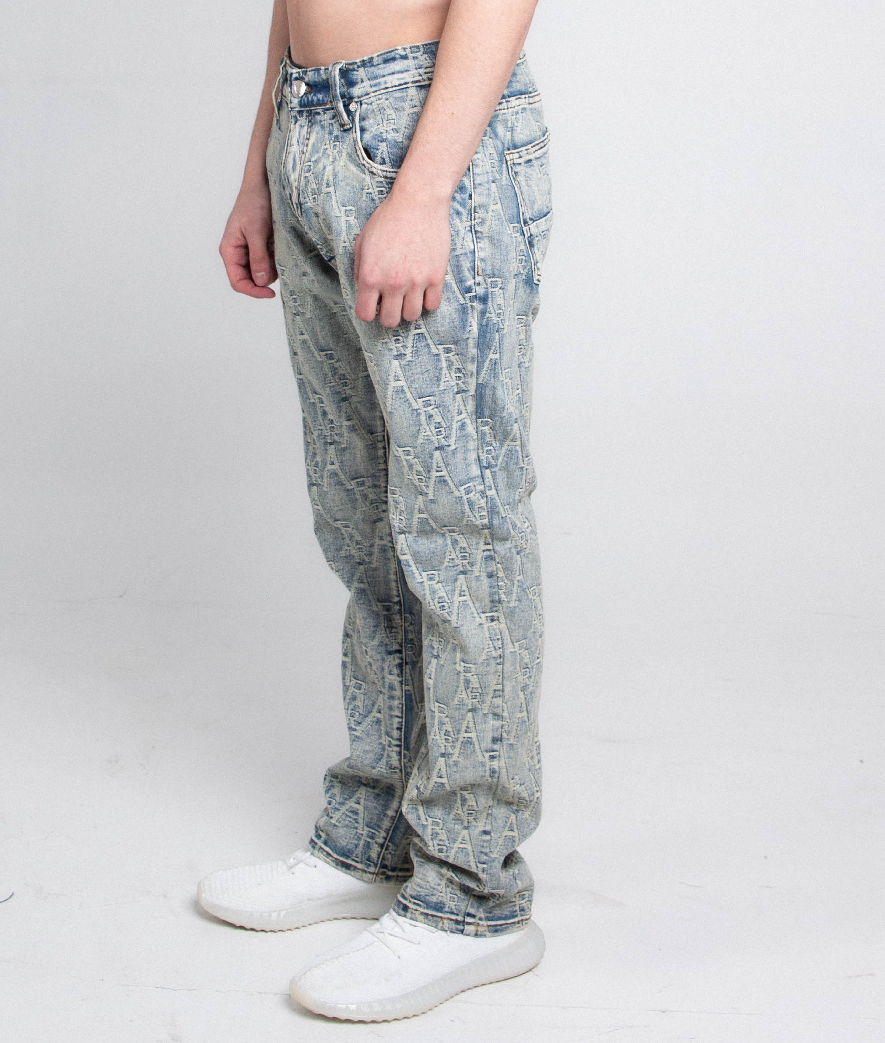 Armor Jeans Embroidered Light Blue Slim Jeans | AJ36SL-2