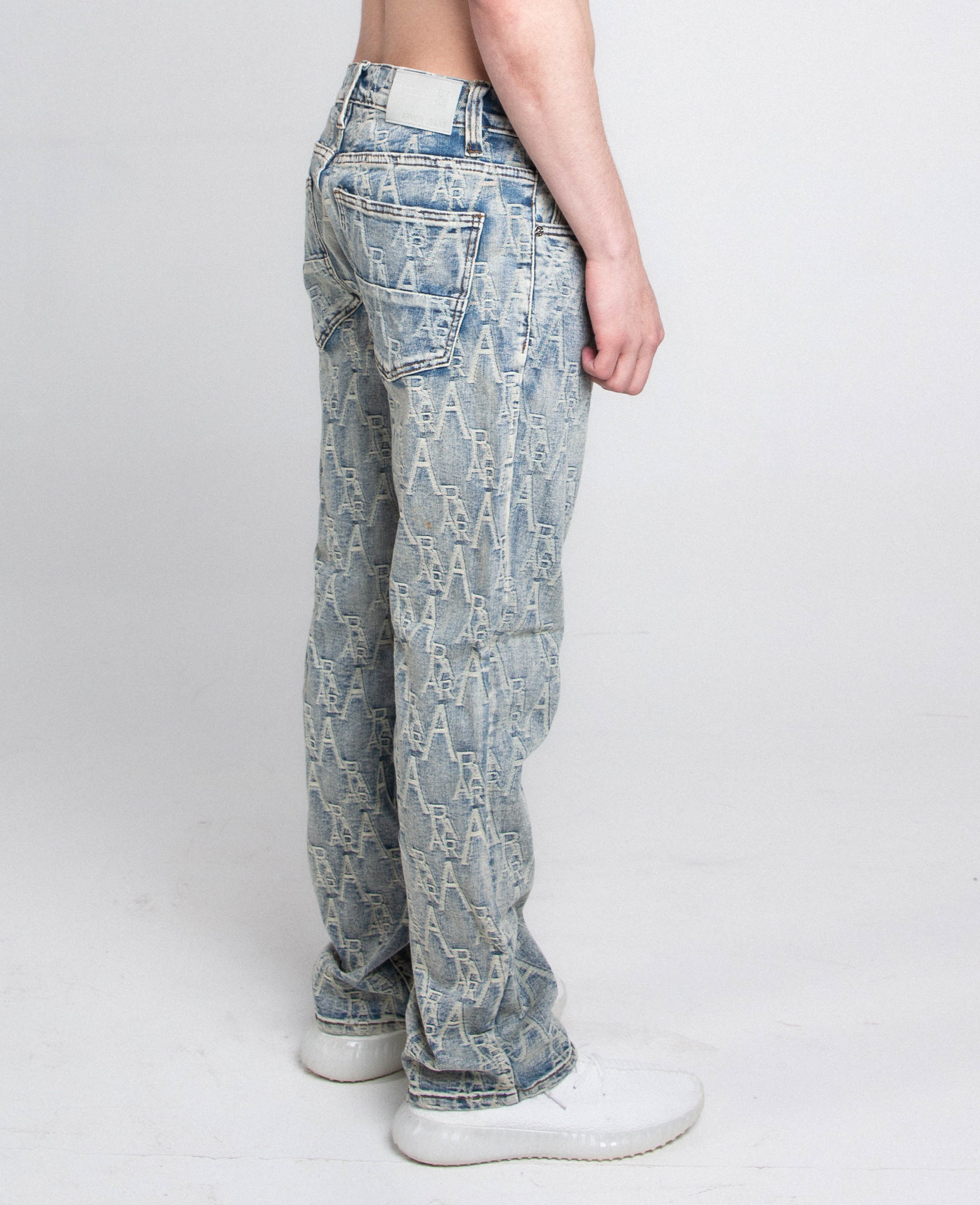Armor Jeans Embroidered Light Blue Slim Jeans | AJ36SL-2