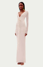 Auro Floral Ruched V-Cut Maxi Dress