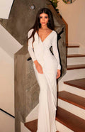Auro Floral Ruched V-Cut Maxi Dress