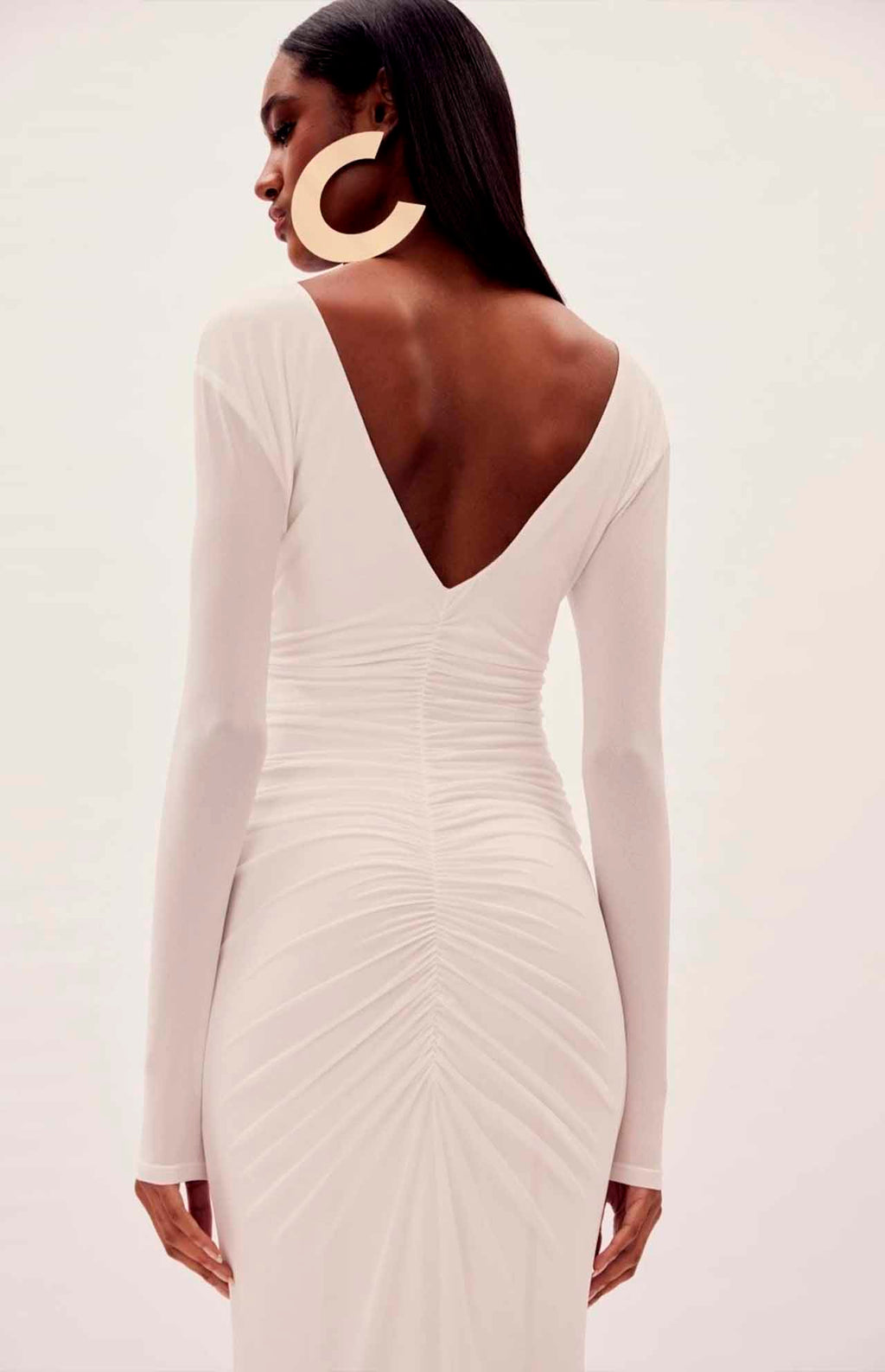 Auro Floral Ruched V-Cut Maxi Dress