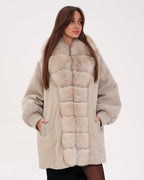 Genuine Polar Fox Boucle Down Coat