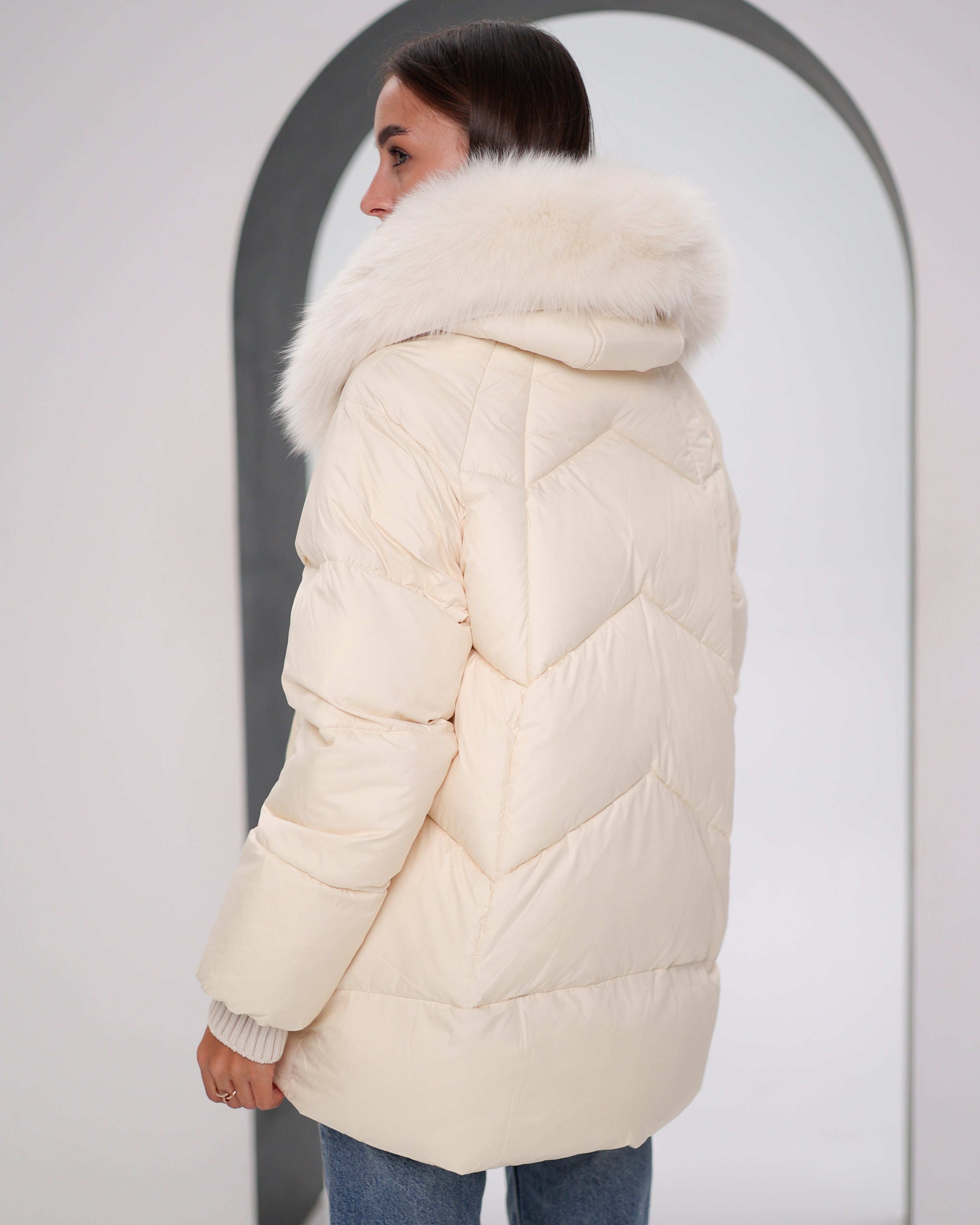 Genuine Polar Fox Thinsulate™ Coat | Ivory