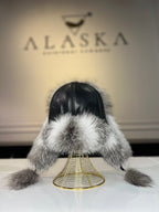 Genuine Silver Fox Fur Leather Hat
