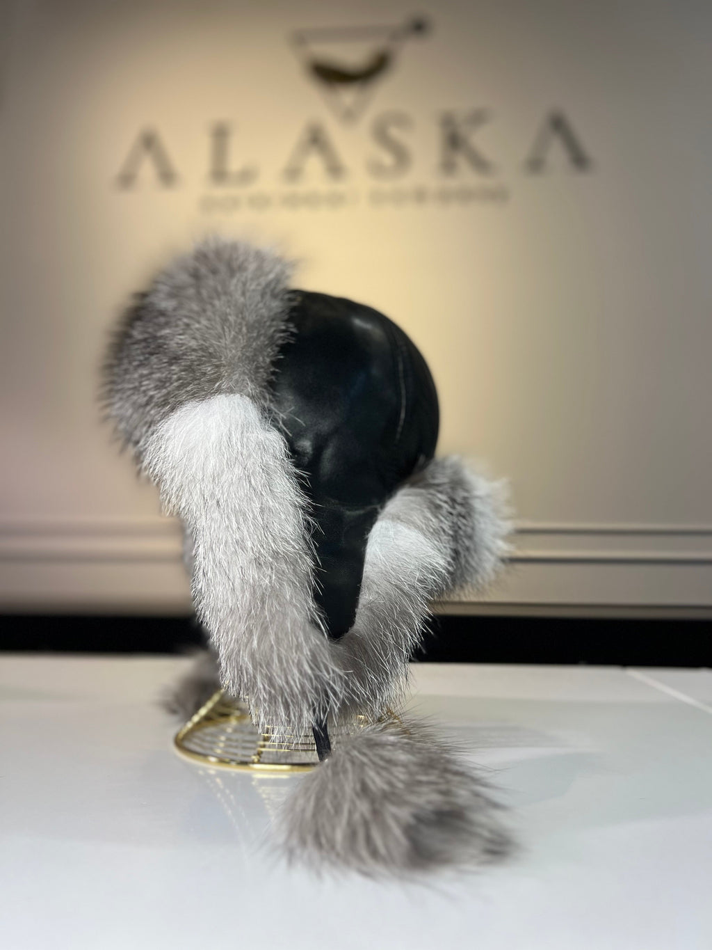 Genuine Silver Fox Fur Leather Hat