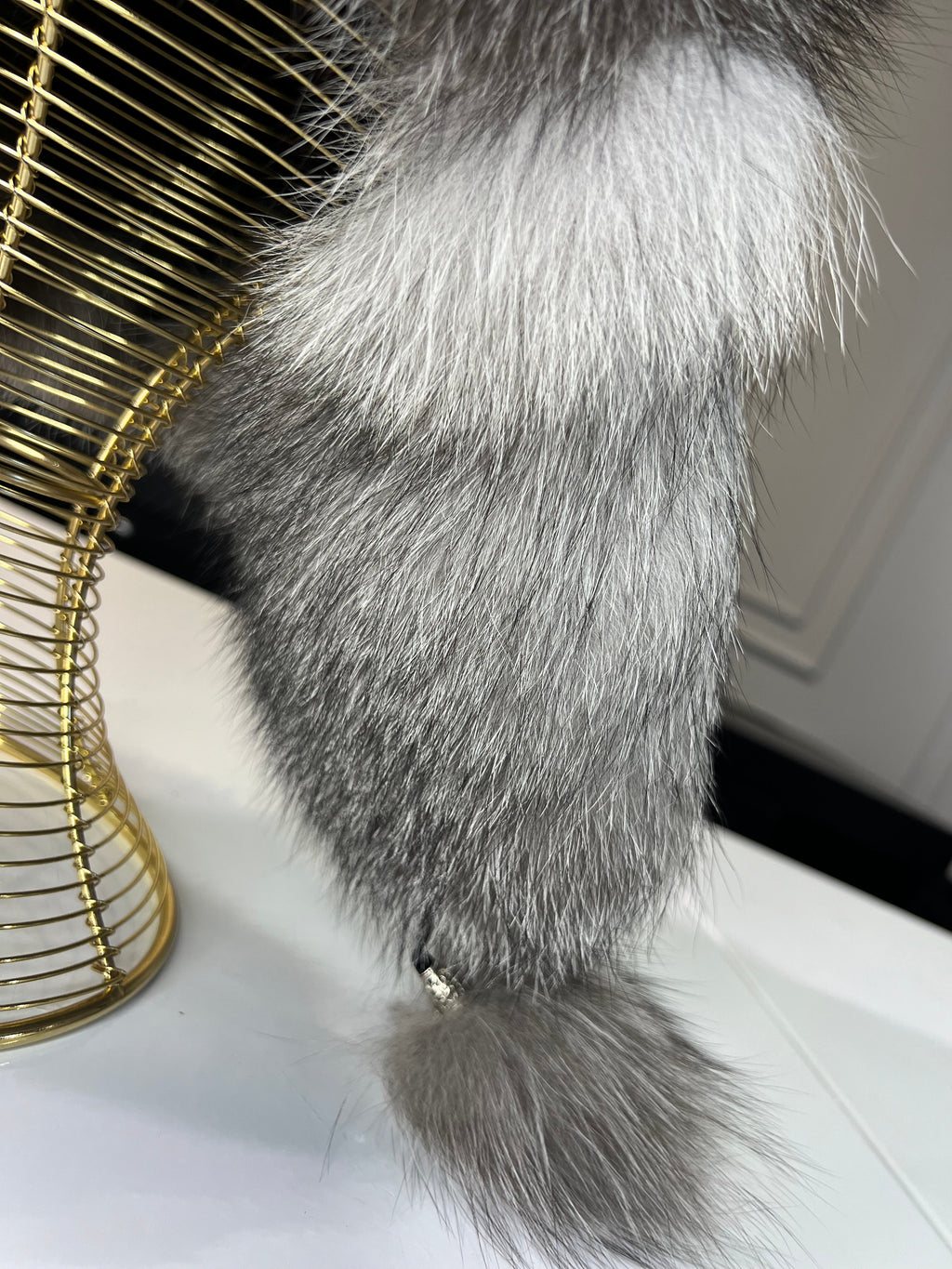Genuine Silver Fox Fur Leather Hat