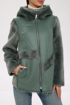 Reversible Hooded Wool Blend Jacket