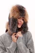 Genuine Silver Fox Fur Leather Hat