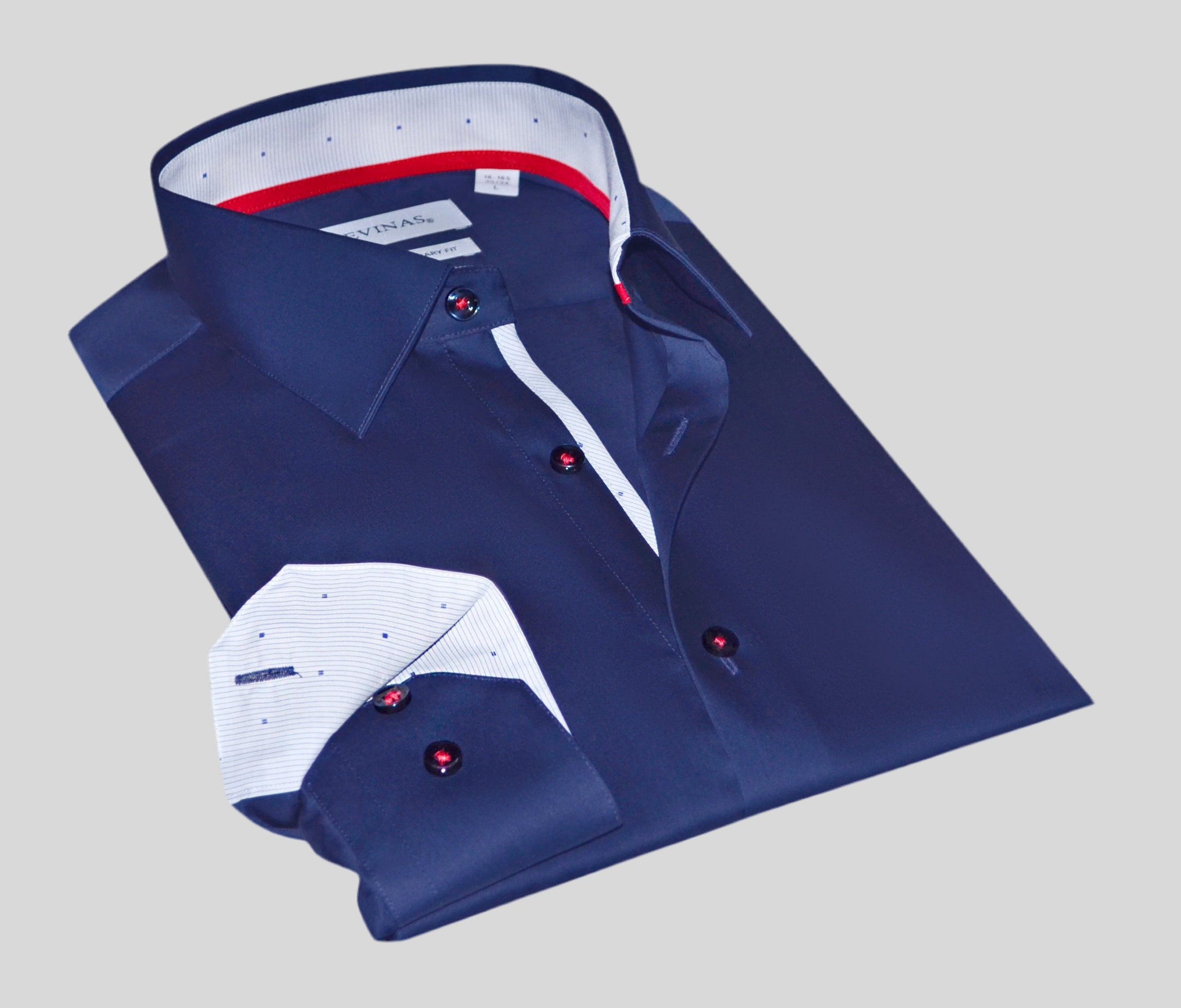Alexander Button-Up Shirt with Contrast Details Navy | Regular Fit