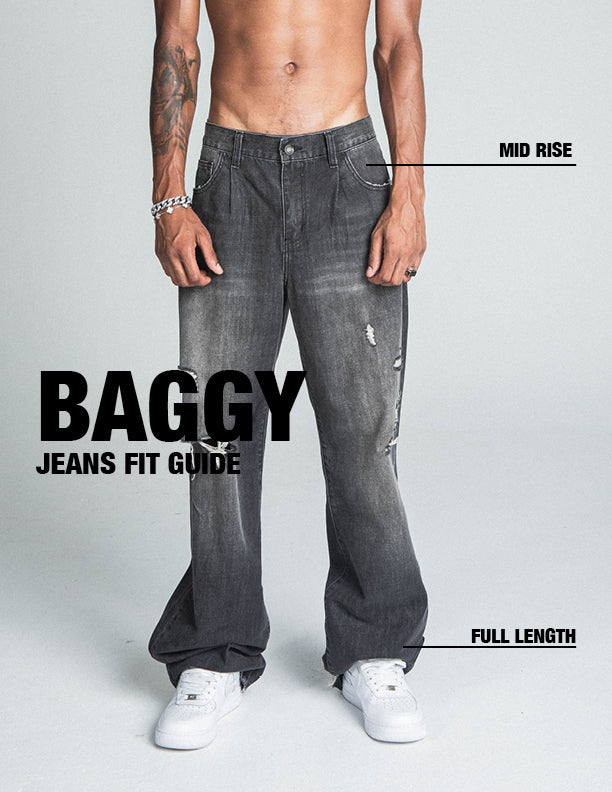 Black Distressed Baggy Jeans | AJ09B-2