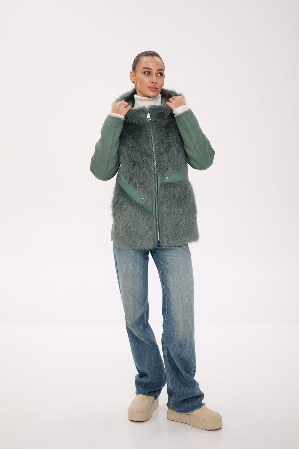 Reversible Hooded Wool Blend Jacket