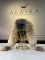 Genuine Silver Fox Fur Leather Hat