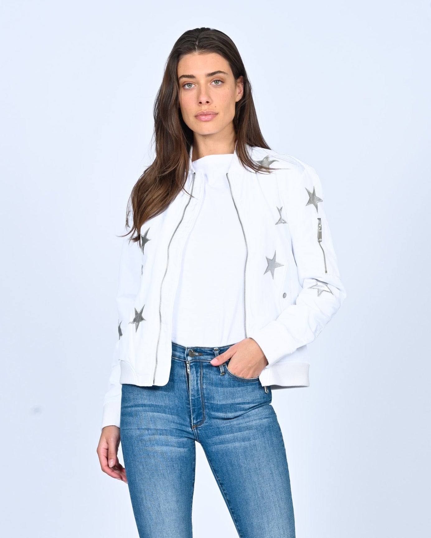 Star Bomber Jacket White