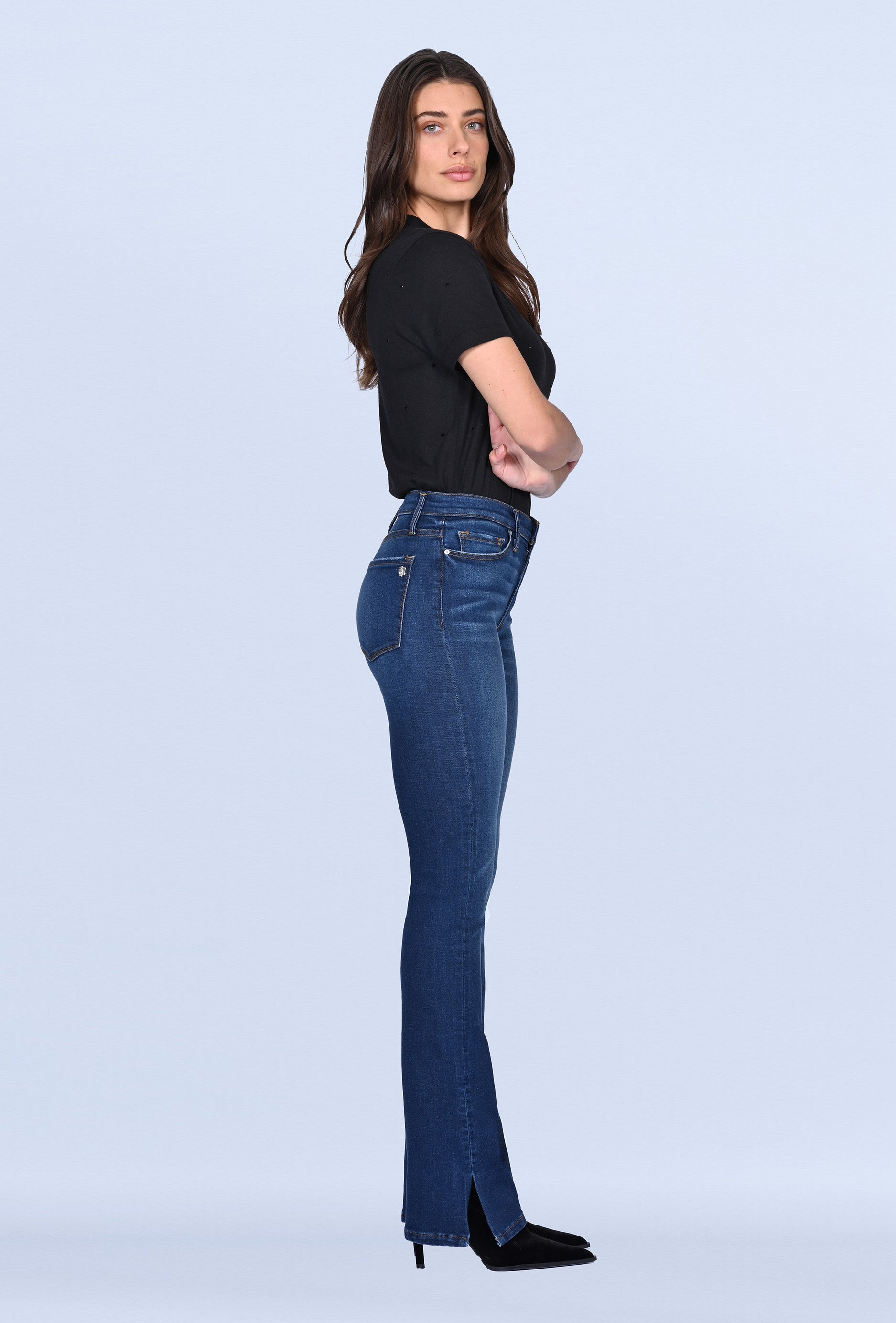 Talissa High Waisted Slice Heel Make It Rain Jeans