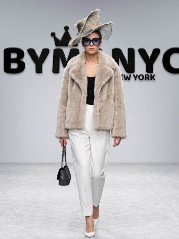 Women's Beige Faux Fur Jacket BYMANYC ® New York CONTEMPORARY VIBRANT MODERN FASHION | New Collection