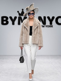 Women's Beige Faux Fur Jacket BYMANYC ® New York CONTEMPORARY VIBRANT MODERN FASHION | New Collection