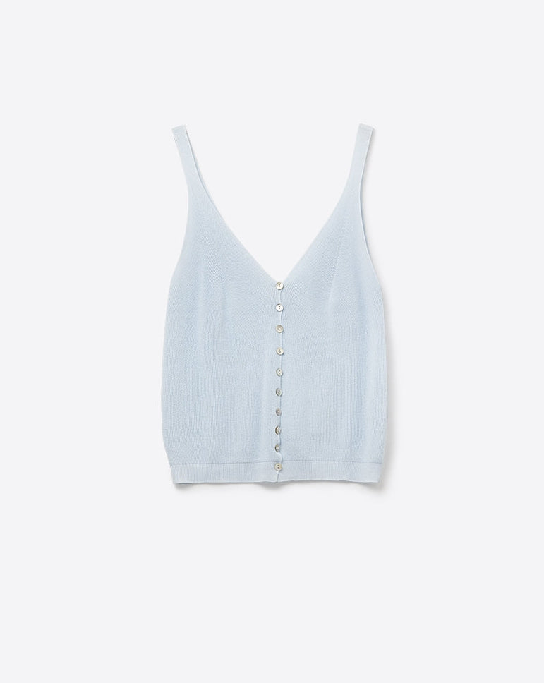 Baby Blue Knit Buttoned Crop Top