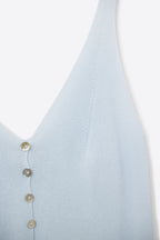 Baby Blue Knit Buttoned Crop Top