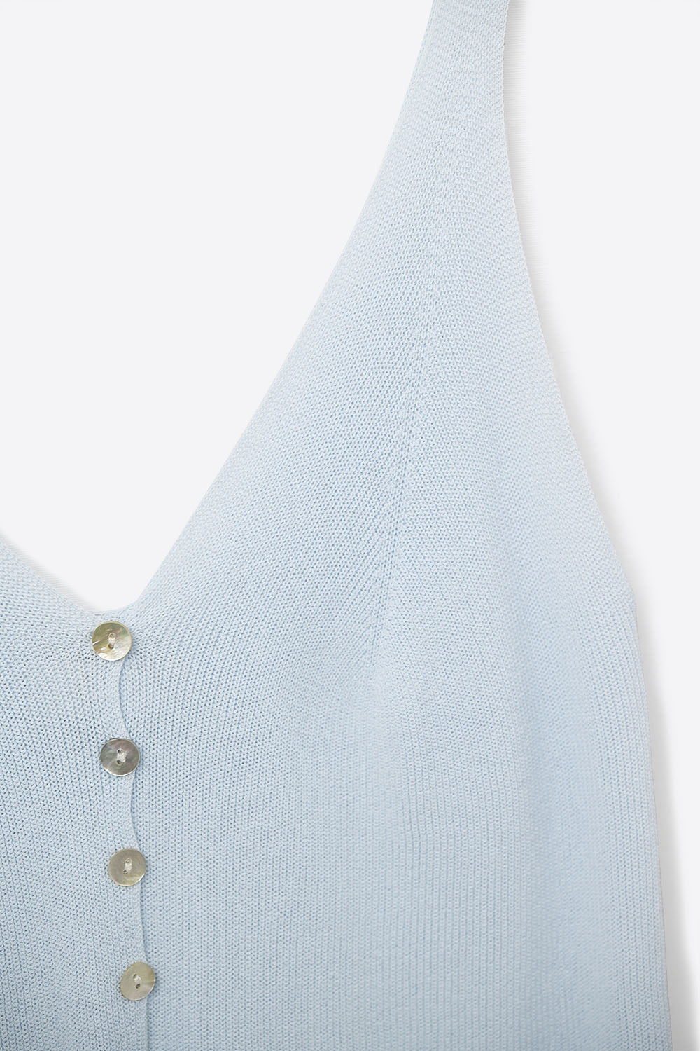 Baby Blue Knit Buttoned Crop Top