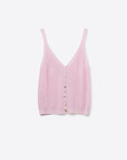 Baby Pink Knit Buttoned Crop Top