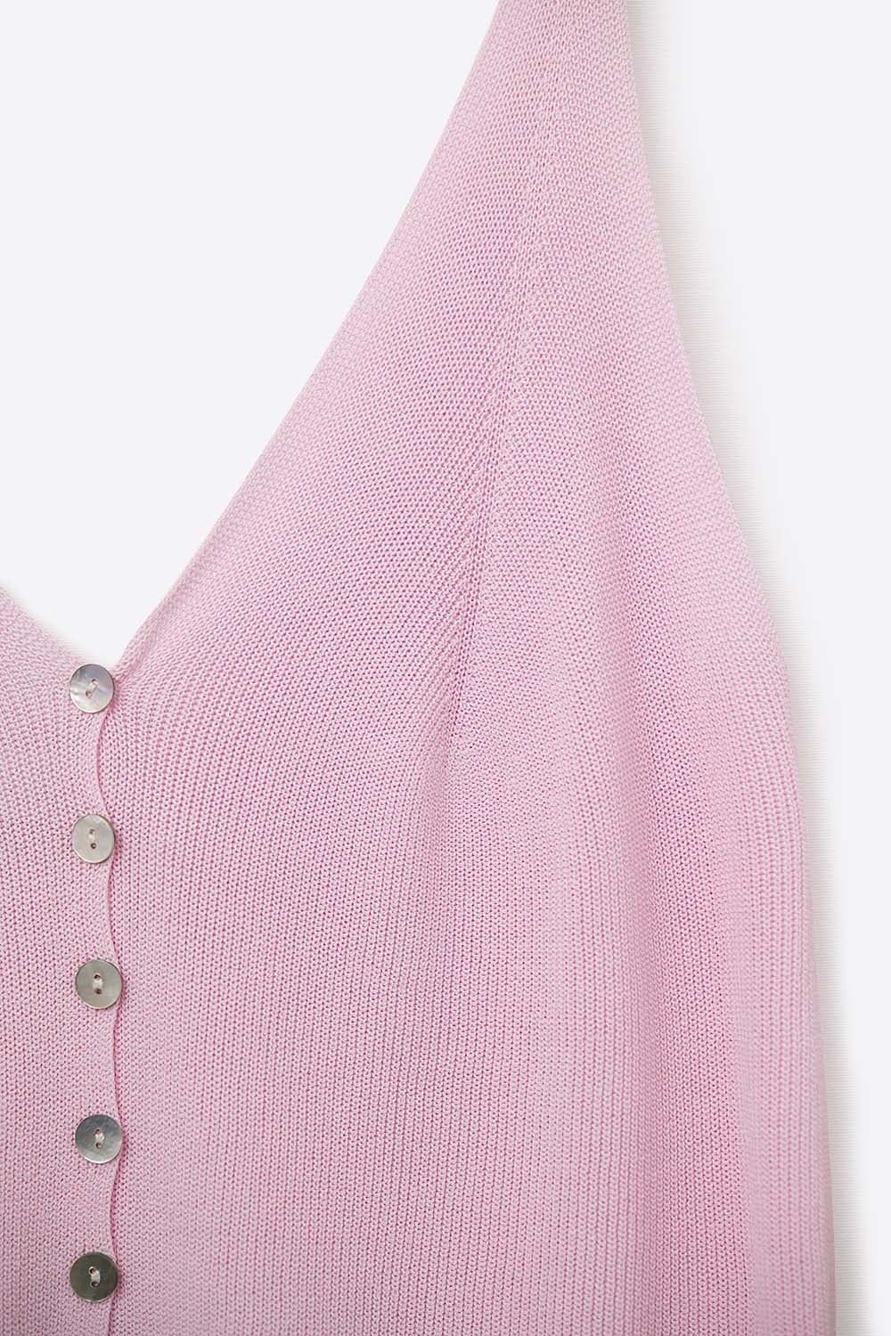 Baby Pink Knit Buttoned Crop Top