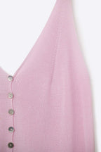 Baby Pink Knit Buttoned Crop Top