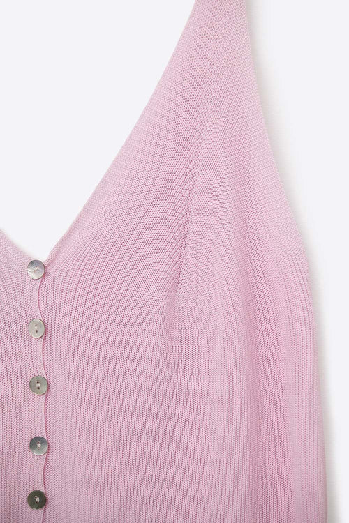 Baby Pink Knit Buttoned Crop Top