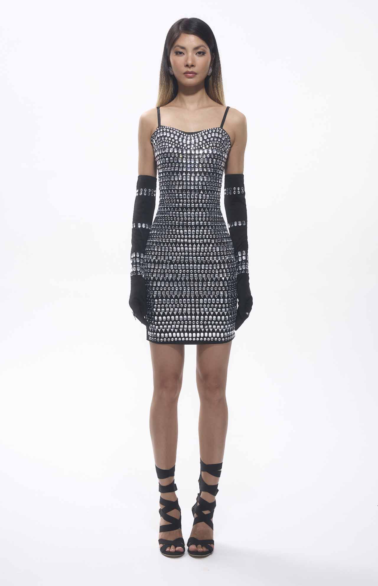 Bandage Diamante Crystal Embellished Mini Dress