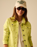 Basic Denim Elastic Jacket with Pockets in Lime