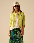 Basic Denim Elastic Jacket with Pockets in Lime