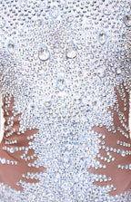 Beyo Diamante Embellished Crystal Mesh Catsuit