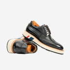 Black Brogues with Colorful Striped Sole