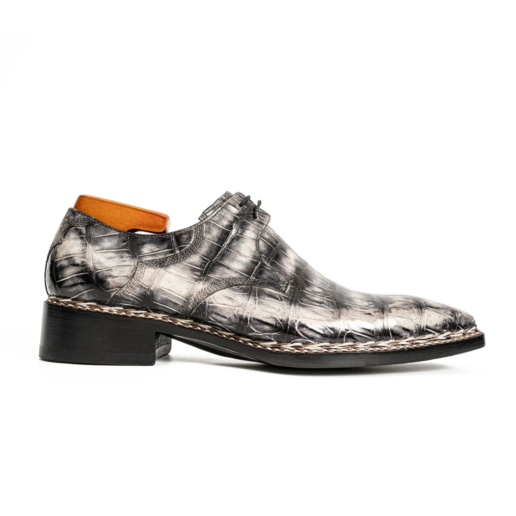 Black Croc-Pattern Norwegian Oxford