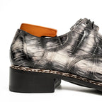 Black Croc-Pattern Norwegian Oxford