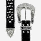 Black Flower with Studs and White Stones Studded Rhinestones Belts