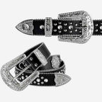 Black Flower with Studs and White Stones Studded Rhinestones Belts