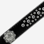 Black Flower with Studs and White Stones Studded Rhinestones Belts