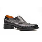 Black Grey Crocodile Oxford Shoes Goodyear | Norwegian 8017
