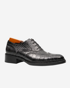 Black Grey Crocodile Oxford Shoes Goodyear | Norwegian 8017