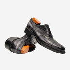 Black Grey Crocodile Oxford Shoes Goodyear | Norwegian 8017