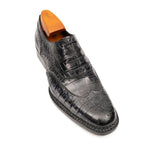 Black Grey Crocodile Oxford Shoes Goodyear | Norwegian 8017