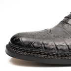 Black Grey Crocodile Oxford Shoes Goodyear | Norwegian 8017