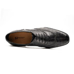 Black Grey Crocodile Oxford Shoes Goodyear | Norwegian 8017