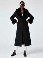 Black Long Coat with Faux Fur Collar CADMAN PLAZA: New Collection COUTURE in BROOKLYN | BYMANYC ® New York